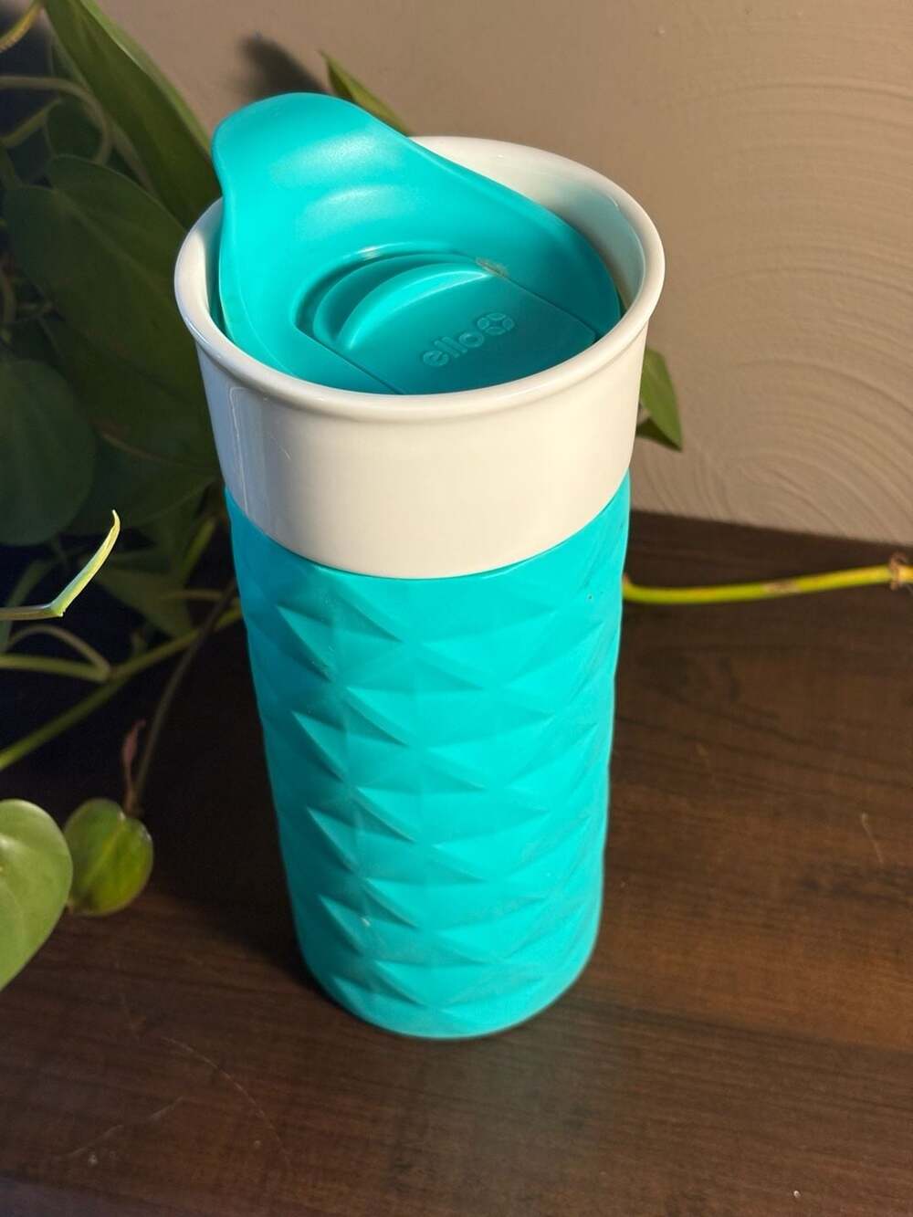 Ello Ogden 16 oz Ceramic Travel Mug with Silicone Sleeve, Teal